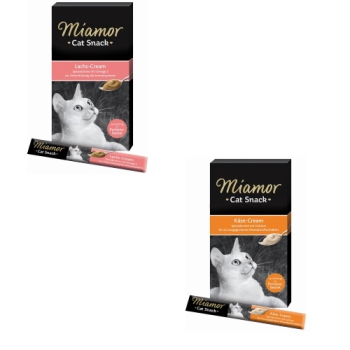 Miamor Cat Snack Käse-Cream 5x15g und Cat Snack Lachs-Cream 6x15g